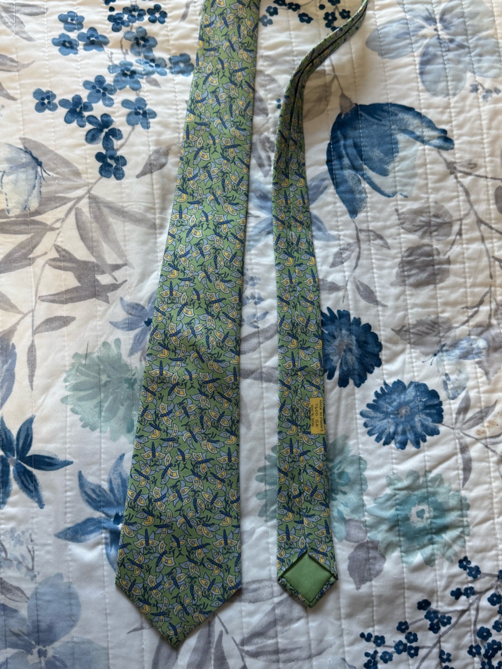 Vintage Hermes Green Patterned Men's Silk Tie Belt
